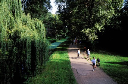 France, Nord, Lille, Vauban citadel and its park, joggers and walkers