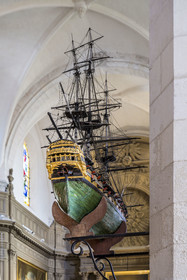 France, Charente Maritime, La Rochelle, Saint-Sauveur church, ex-voto model of a warship