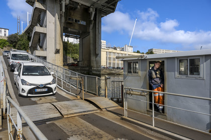 France, Finistère, Brest, the arsenal, the military port is a naval base of the French Navy, one of the two floating bridges
