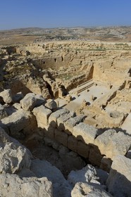 Israel, West Bank, Herodium or Herodion is a volcano-like hill with a truncated cone with a a fortress and palace build by Herod the Great (Herodion National Park), Inside the crater