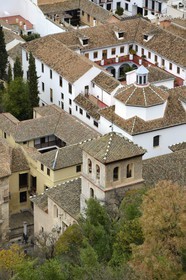Spain, Andalusia, Granada, Albaicin District listed as World Heritage by UNESCO and San Pedro y San Pablo church in the foreground