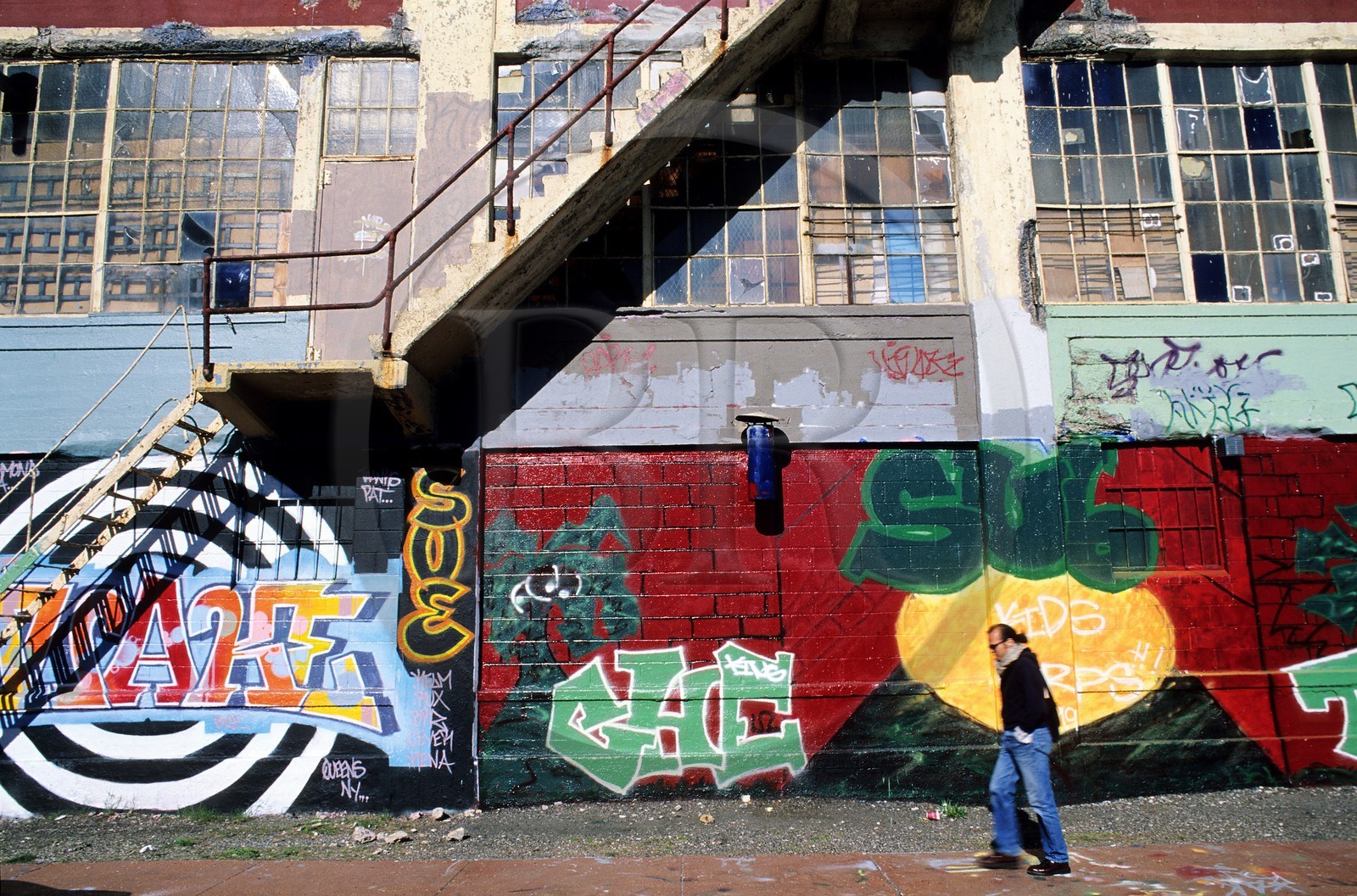 Etats-Unis, New York, Brooklyn, graffitis sur les murs des entrepôts