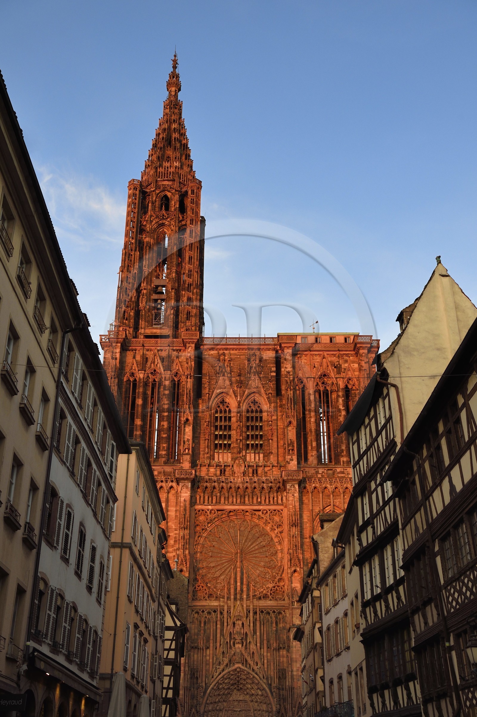 France, Bas-Rhin (67), Strasbourg, vieille ville classée au Patrimoine Mondial de l'UNESCO, la cathédrale Notre-Dame, la facade occidentale avec la grande rose