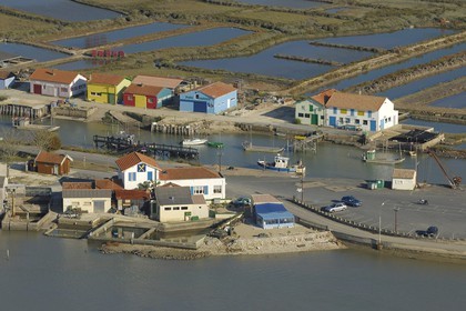 France, Charente-Maritime (17), bassin de Marennes-Oléron, Marennes, le port de la Cayenne (vue aérienne)