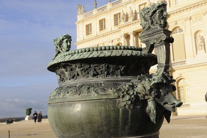 France, Yvelines, Chateau de Versailles, listed as World Heritage by UNESCO, one of the bronze vases surrounding the castle