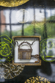 France, Hauts-de-Seine, Colombes, work of the french artist and lacquerer Isabelle Emmerique in her studio