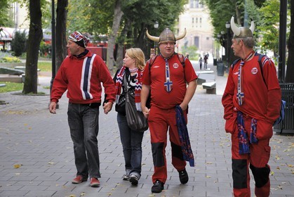 Norvège, Oslo, supporters de l'équipe nationale de football