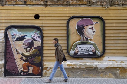 Espagne, Andalousie, Malaga, quartier Soho, barrio de las Artes (quartier des Arts), Maus street art, peinture murale dans la calle Somera