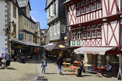France, Finistere, Morlaix, half-timbered house on the place Allende