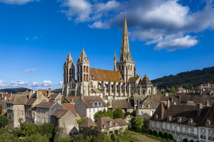 France, Saone et Loire, Autun, Saint Lazarus Cathedral (aerial view)