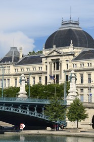France, Rhone, Lyon, Faculty of Law University Jean Moulin Lyon 3 and the University Bridge (Pont de l'Université)