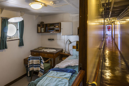 France, Charente Maritime, La Rochelle, the Basin of the great yachts, Maritime Museum, passenger cabin of the Frigate France I, flagship of the museum