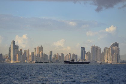Panama, Panama City, the waterfront and skyscrapers