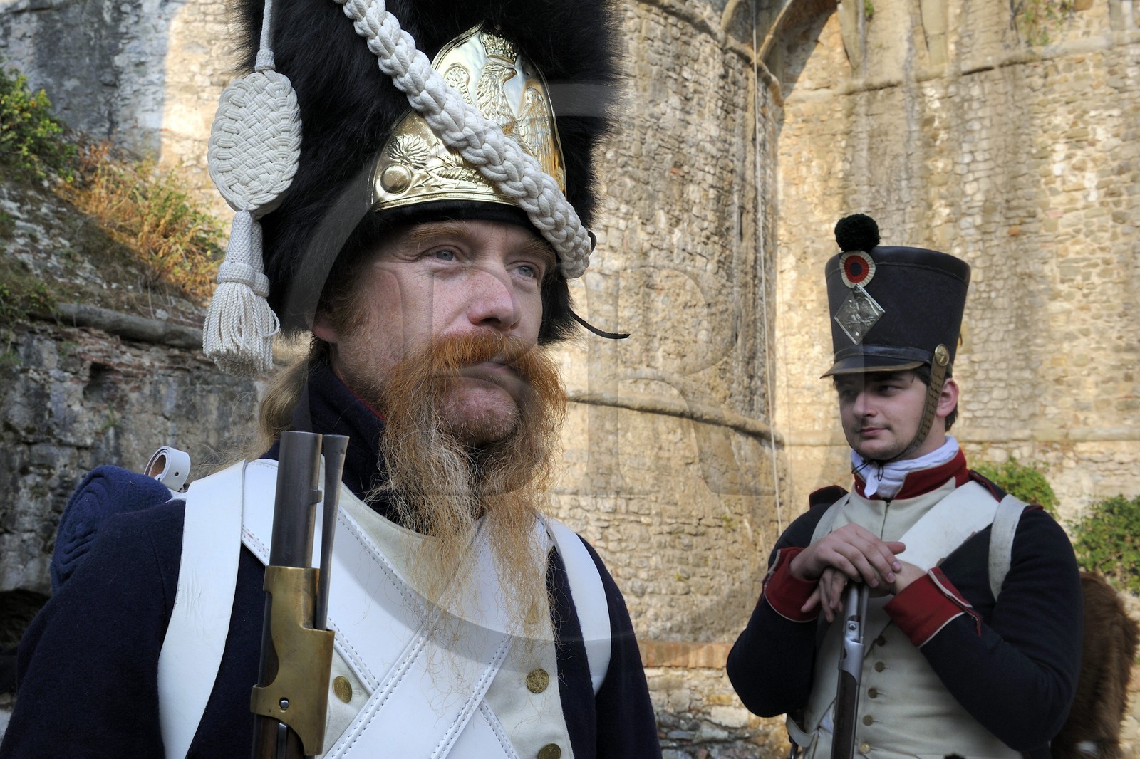Italie, Ligurie, Sarzana, Napoleon Festival, soldat de la Grande Armée, Grognard du 1er régiment de la Vieille Garde sous l'uniforme des grenadiers