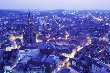 France, Haut Rhin, Mulhouse at dusk