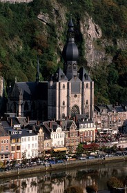 Belgium, Wallonia, Dinant, the collegiate church Our Lady on the edges of the Meuse
