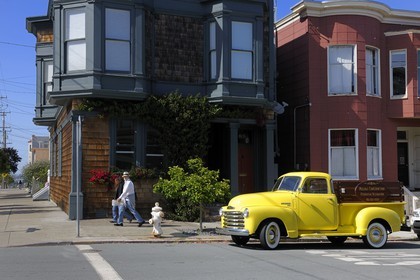 United States, California, San Francisco, old Chevrolet van restored in the district of Noe Valley