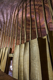 Rwanda, Province du Sud, Nyanza, musée du Palais royal Rukari, palais traditionnel du roi Mutara III Rudahigwa dans une hutte traditionnelle appellée Rugo, la maison principale Kambere