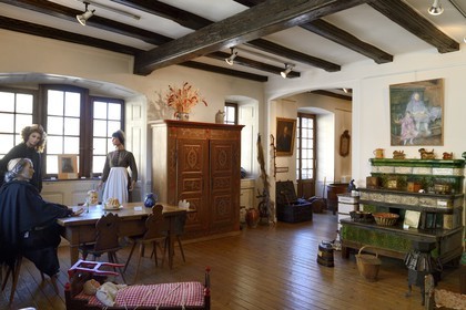 France, Haut-Rhin (68), Sundgau, Altkirch, musée sundgauvien, reconstitution de l'intérieur d'une maison de la région