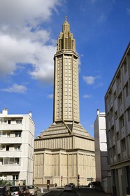 France, Seine Maritime, Le Havre, Downtown rebuilt by Auguste Perret listed as World Heritage by UNESCO, the St. Joseph's Church