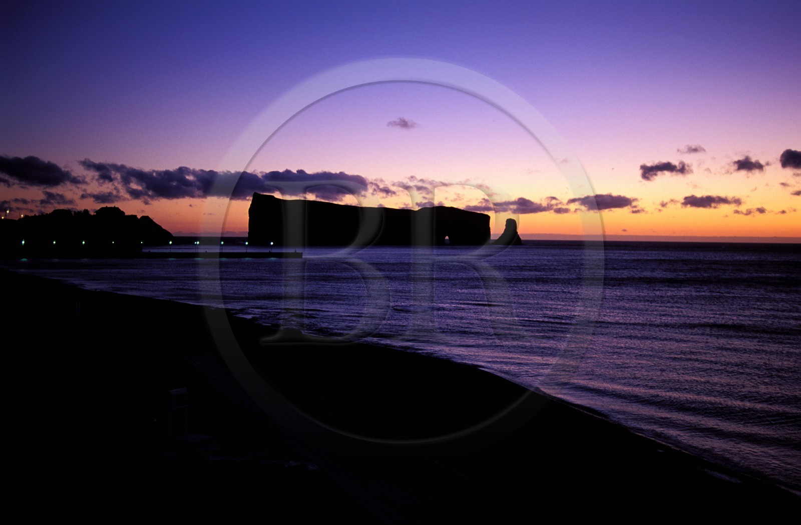 Canada, Quebec Province, Gaspesie, Perce, the Perce Rock at sunset