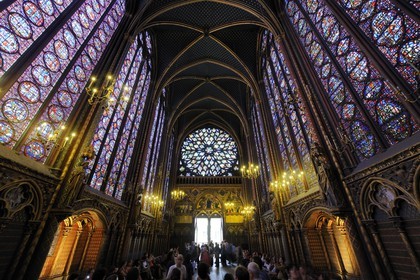 France, Paris (75), ile de la Cité, la Sainte Chapelle, les vitraux de la Chapelle Haute