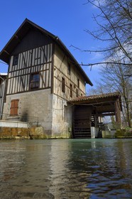 France, Marne, village of Saint-Amand-sur-Fion, half timbered former mill, the watermill of the Commandery