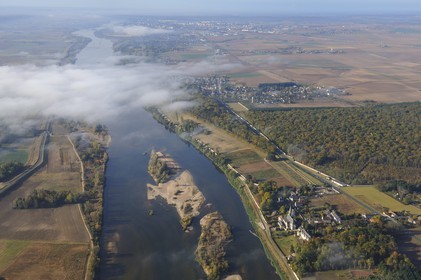 France, Loir et Cher, Loire Valley listed as World Heritage by UNESCO, Loire river near Blois (aerial view)