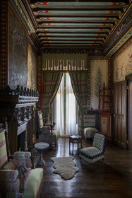 France, Pyrénées-Atlantiques (64), la côte du Pays-Basque, Hendaye, chateau d'Abbadia construit en 1870 par Eugène Viollet-le-Duc pour Antoine d'Abbadie d'Arrast, la chambre de Jérusalem