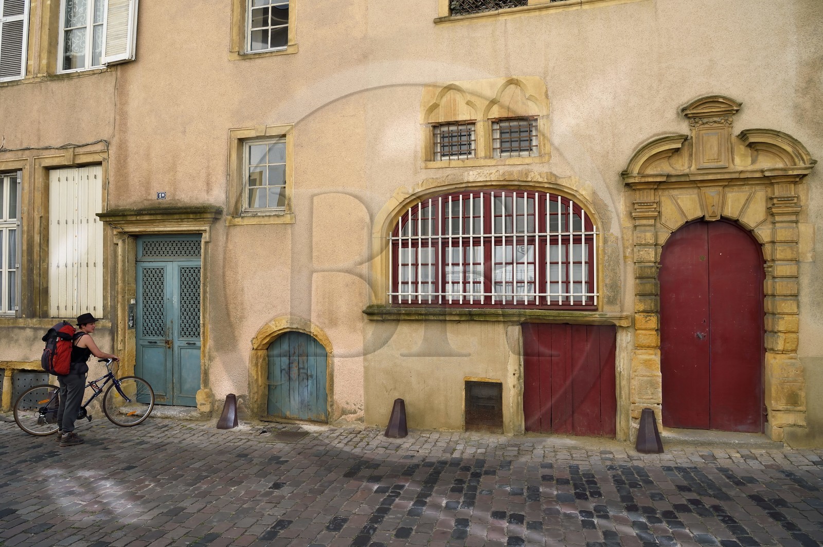 France, Moselle (57), Metz, la Maison des Lombards rue de l'Abbé-Risse, ancienne devanture de la boutique de change