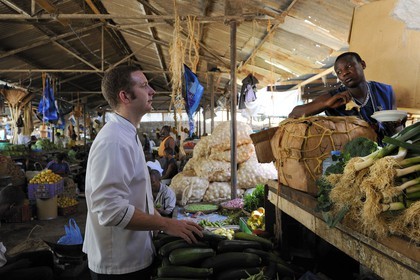 Tanzania, Dar es-Salaam, Benoit Letellier the french chef of the Movenpick at the Kisutu market