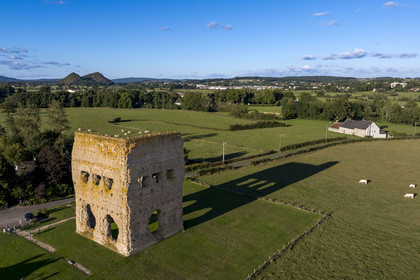 France, Saone et Loire, Autun, the Gallo-Roman temple known as Janus, the first construction of which dates back to the Gallic era in the 3rd century BC (aerial view)