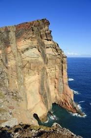 Portugal, Madeira Island, Ponta de Sao Lourenço nature reserve cliffs in the far east of the island, basalt vein