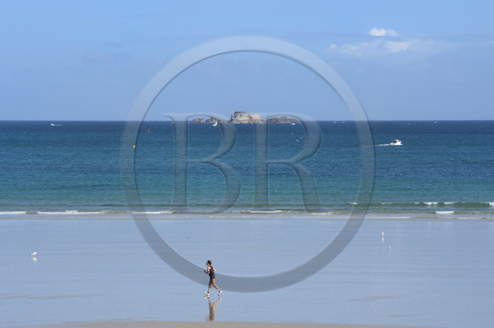France, Ille-et-Vilaine (35), côte d'émeraude, Saint-Malo, plage du Sillon