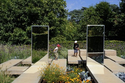 France, Loir et Cher, Loire Valley, listed as World Heritage by UNESCO, Chaumont sur Loire castle, International Festival of the Chaumont gardens, installation Five for one