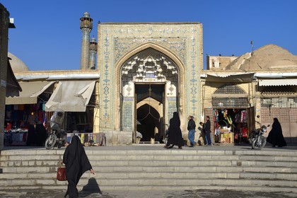 Iran, Isfahan Province, Isfahan, Jame Mosque, the gate opening onto the Grand Bazaar