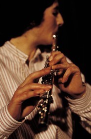 Republic of Ireland, Dublin, flutist in a pub