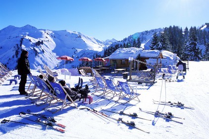 France, Haute Savoie, restaurant on Morzine ski resort