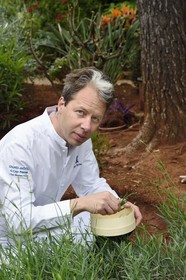 France, Alpes Maritimes, Saint Jean Cap Ferrat, Grand-Hotel du Cap Ferrat, a 5 star palace from Four Seasons Hotel, Michelin-starred chef Yoric Tièche in the aromatic garden dedicated to the kitchens of the hotel