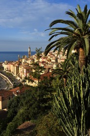 France, Alpes-Maritimes, Menton, old town dominated by the St Michel Basilica