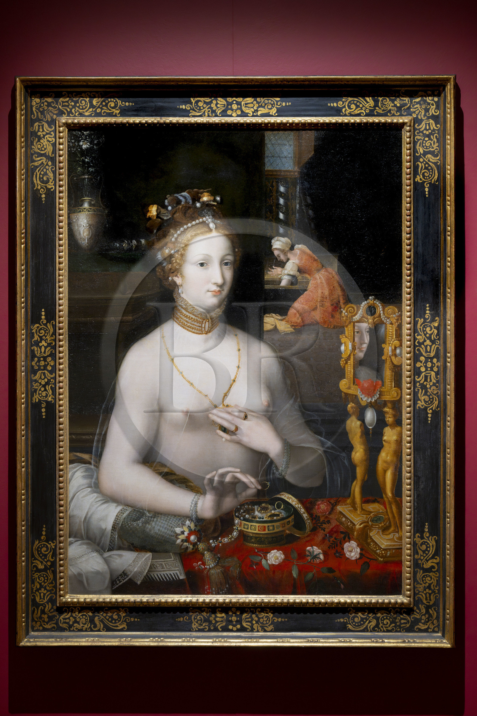 France, Côte-d'Or (21), Dijon, zone classée Patrimoine Mondial de l'UNESCO, Musée des Beaux-Arts dans l'ancien palais des ducs de Bourgogne, La Dame à sa Toilette, école de Fontainebleau, fin XVIe siècle