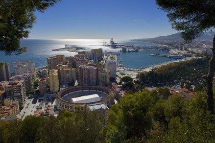 Espagne, Andalousie, Malaga, les arènes (plaza de toros) et le port