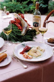 Hungary, Budapest, pikeperch karpati way at the famous restaurant Gundel