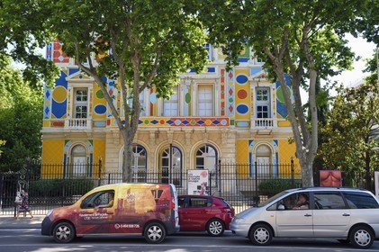 France, Var, Toulon, Art Center of the Hotel des Arts, decorations painted on the facade by the artist Alexandre Benjamin Navet