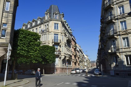 France, Bas Rhin, Strasbourg, Neustadt district dating from the german period, buildings at the intersection of rue du Maréchal Foch and General de Castelnau