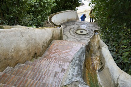 Spain, Andalusia, Granada, Alhambra, listed as World Heritage by UNESCO, the Generalife, water stairway