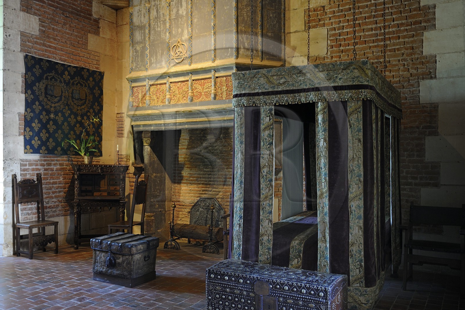 France, Loir-et-Cher (41), Vallée de la Loire classée Patrimoine Mondial de l'UNESCO, château de Chaumont-sur-Loire, chambre de Ruggieri