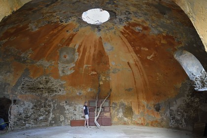 France, Var, Iles d'Hyeres, Parc National de Port Cros (National park of Port Cros), Porquerolles island, Edith and Marc Frilet who rehabilitate the Fort du Petit Langoustier dating from the 17th century as a model of sustainable development, the ground floor of the tower which is vaulted in a spherical dome