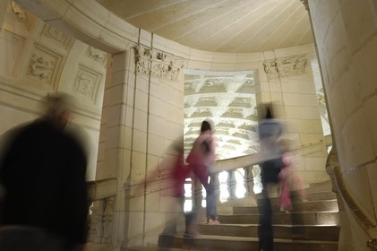 France, Loir et Cher (41), Vallée de la Loire classée Patrimoine Mondial de l' UNESCO, château de Chambord, l'escalier à double révolution attribué à Léonard de Vinci
