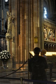 France, Paris, ile de la Cite, Notre-Dame Cathedral, the choir, Virgin with Child dedicated to “Notre-Dame de Paris”